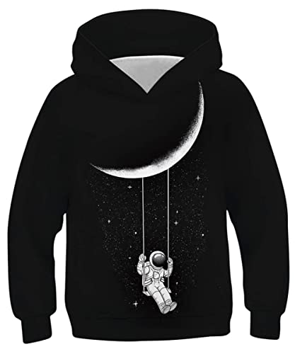 Lovekider Big Boys Sweatshirts Hoodie Funny Print Astronaut Hoodies Size 11-13T Galaxy Pullover Hoodie Without Fleece #TOP16