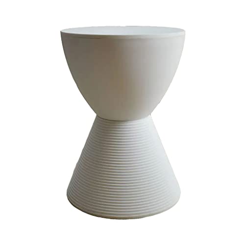 Taburete redondo de plástico blanco con almacenamiento para baño y dormitorio, resistente, duradero y multifuncional, 30 x 42 cm