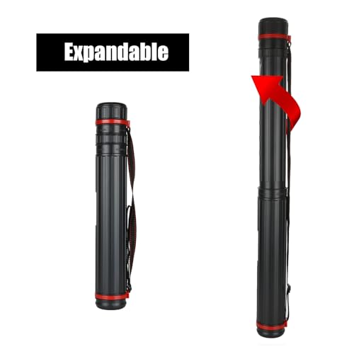 Image of DAJAVE 4 Pack Extendable Poster Tubes, Expand from 17 to 28 Inch, Poster Tube with Strap, Black Telescoping Art Drafting Tube, Round Poster Holder Tube for Carrying Artworks Scrolls Blueprint