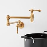 Signature Hardware 954008 4.6 GPM Double Handle Wall Mounted Retractable Pot Filler - Brushed Gold