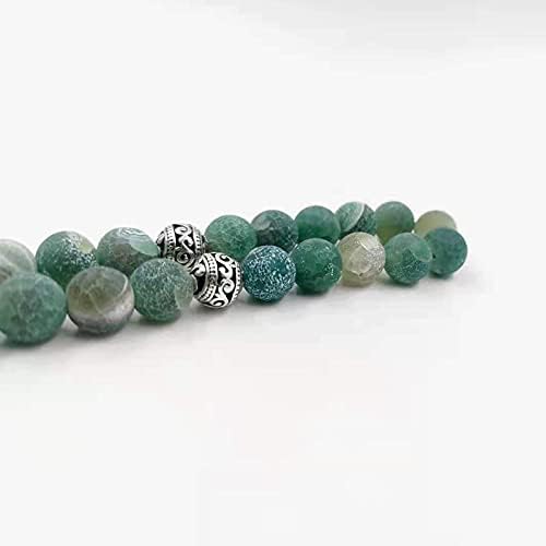 Miniatura 2 de Tasbih Natural ágata verde piedra azul metal borla 33 45 66 99 cuentas de oración moda islámica piedra musulmán rosario, Metal Piedra, Ágata