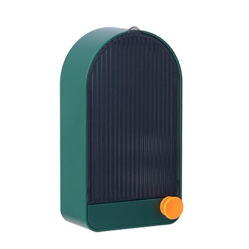 Generic 壁掛けソープボックス 蓋付き フック付き ? 排水穴付きで石鹸を乾燥保持 トイレ収納に適した水切りラック (グリーン グレー)