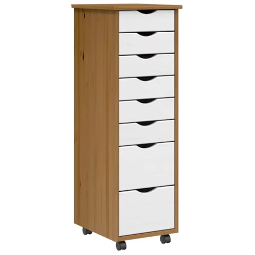 Armoire à roulettes en pin massif authentique avec finitions miel
