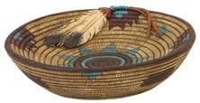 Native American Woven Style Candy Trinket Keys Bowl Dish, Round, 8-inch
