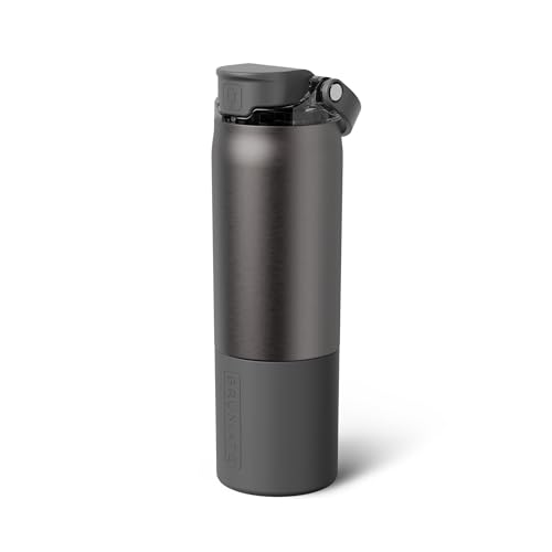 Image of BruMate Rise 25oz Water Bottle With 100% Leakproof Covered Silicone Straw | Insulated Stainless Steel Water Bottle | Cup-Holder Friendly | Fast Flow | Soft Sip Spout | BPA-Free (Black Stainless)