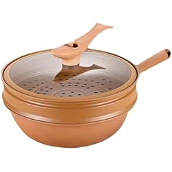 Las Ollas De Barro Ollas De Barro Para Cocinar, Wok Con Tapa Fondo De Olla Antiadherente Concentrador De Energía, Plancha, Cocer Al Vapor Y Cocinar Todo En 1 Wok Para Freír Fondo Plaeno Juego De Sartén Grande