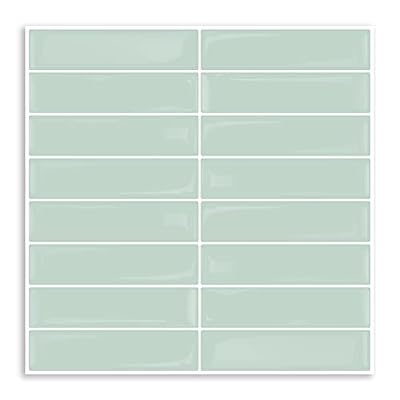 Artemuro 10-Sheets Peel and Stick Backsplash Tiles for Kitchen, Bathroom, Vanities, RV and Laundry Décor, Self-Adhesive 3D Wall Stickers Stick On Tiles in Size 12X12 inches, Dew Green