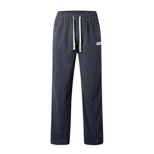 Corduroy Pants Men Trendy Oversized Casual Straight Leg Loose Fit Elastic Waist Drawstring Pants Vintage Comfy Slim Trousers2