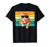 Vintage Style Orange Tabby Cat Wearing Sunglasses Funny T-Shirt