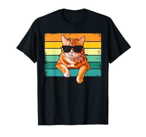 Vintage Style Orange Tabby Cat Wearing Sunglasses Funny T-Shirt