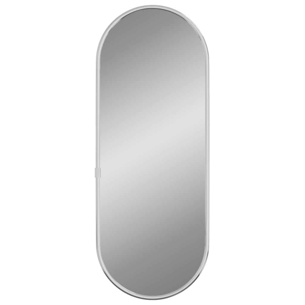 vidaXL oval wall mirror - silver glass vanity mirror 40x15cm - modern pvc frame for bedroom, bathroom, hallway decor
