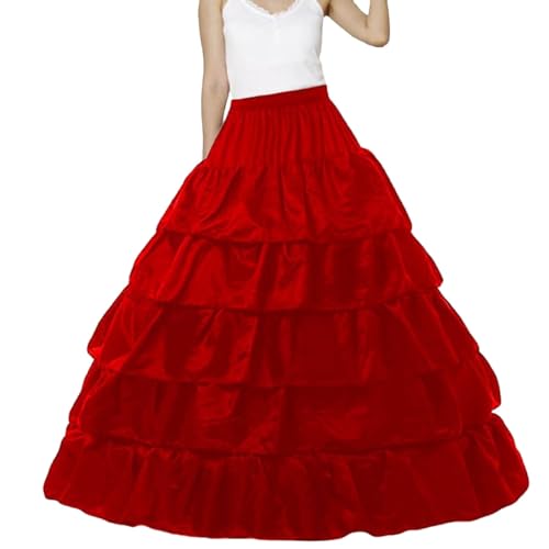 Generisch Disfraz de mujer con falda acampanada hasta el suelo, para bodas, faldas, vestidos de fiesta, rojo, Talla única