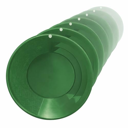 Sluice Fox Gold Pan with Patented Vanishing Riffle Set – Spiral Gold Finishing Pan for Prospecting & Paydirt – Green, Black, Purple – 9”, 11”, or 15” Green 15