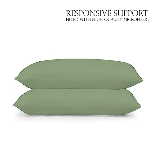 Image of Microfiber Pillow Set of 2 for Sleeping - 16x24 Inches, Sage