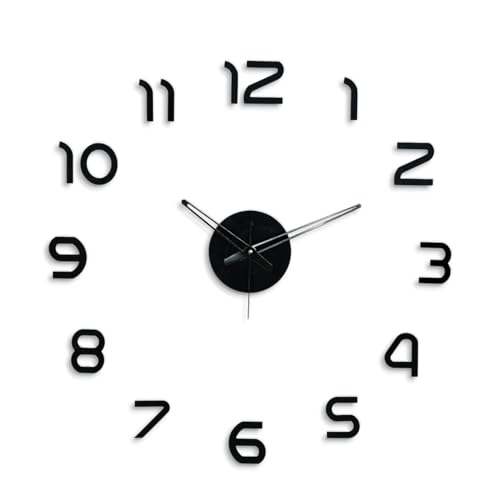 Image of cozyloom Modern Acrylic Wall Clock - Stylish Black Minimalist Design with Smooth Sweep for Living Room, Bedroom, Office, Kitchen & Home Interior Wall Decor (Black)