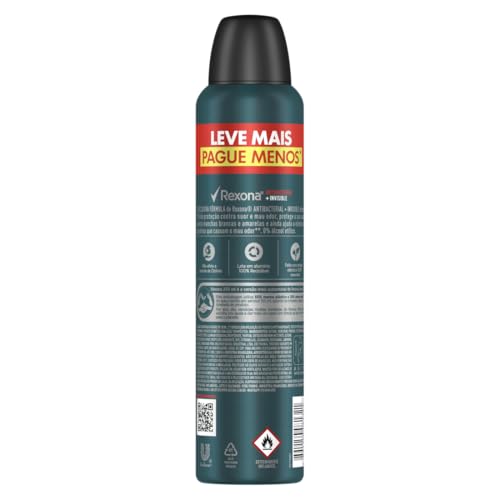 Antitranspirante Aerossol Antibacterial e Invisible Rexona Men 250Ml Leve Mais Pague Menos, Rexona (