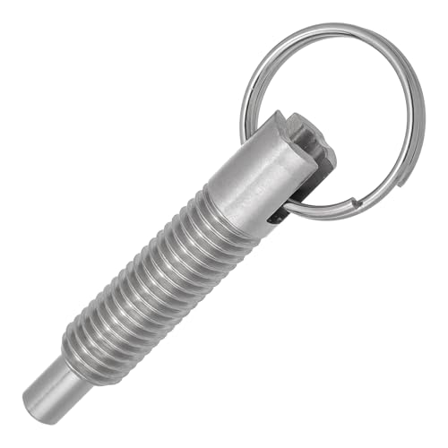 HALLMERS M10 x 30mm Thread 6mm Pin Diameter Indexing Spring Plunger Self Locking with Pull Ring - Stainless Steel Retractable Loaded Bolt Notch Keyring Threaded Index Accessories Mechanism Tool