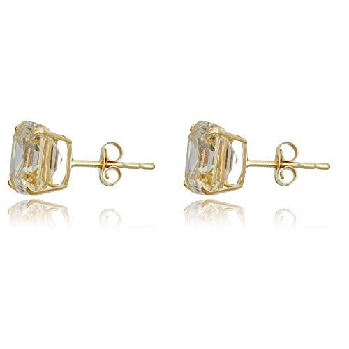 AVORA 10K Yellow Gold asscher-cut Simulated Diamond CZ Stud Earrings2