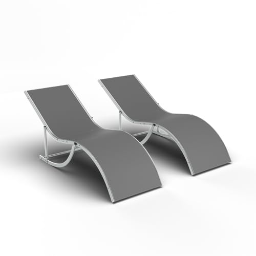 GarveeHome Outdoor Chaise Lounge Chairs Set of 2 - Adjustable Patio Recliners for Poolside, Beach, Deck, and Backyard - All-Weather Sunbathing Lounge Chairs with Double Backrest for Comfort,Pale Topa -  hUe792sQN_fGDCiiDCOJyQffGdU