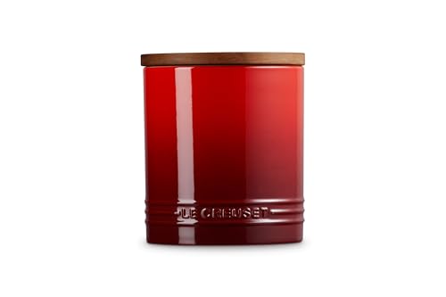 Image of Le Creuset Signature XL Salt Cellar and Storage Canister with Wood Lid, 1.2 qt., Cerise