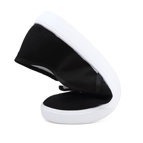 Image of Womens White Canvas Sneakers Lightweight Lace Up Fashion Comfortable Canvas Shoes Low Top Slip On Casual Tennis Walking Shoes Women Footwear