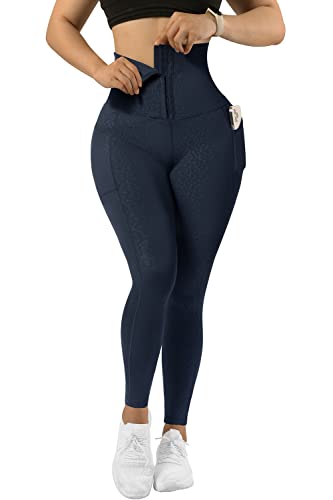 MOOSLOVER Women Corset High Waisted Leggings with Pockets Tummy Control Body Shaper Yoga Pants