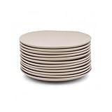CasaSeleccion - Juego de 12 platos de postre de melamina en color beige. Resistentes y ligeros, ideales para uso diario. Diámetro 20 cm. Apto para lavavajillas. No apto para microondas
