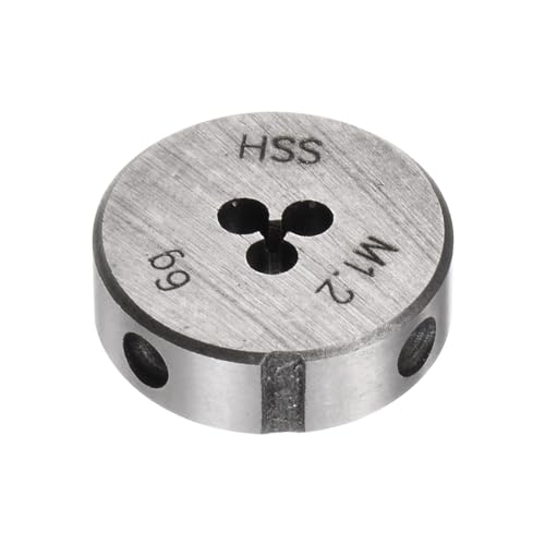 QUARKZMAN Filières à Fileter Rondes, Filetage Métrique M1.2 x 0.25 (Droite), Acier Rapide (HSS) Outil de Réparation de Filière de Coupe de Vis