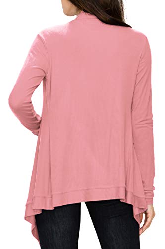 Image of Lock and Love Women's Draped Front Open Asymmetrical Cardigan - Casual Long Sleeve Lightweight Duster