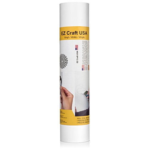 EZ Craft USA Matte White Adhesive Vinyl Roll 12'x40FT Permanent Vinyl Wrap Works with Cricut & Other Cutters