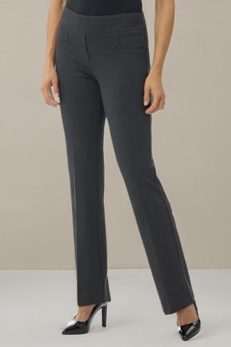 Rekucci -Women- Secret Figure Pull-On Knit Bootcut -Pant- w/Tummy Control (4, DK Charcoal)