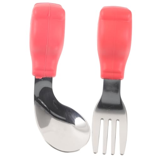 NOLITOY 1 Juego Comer Spork de entrenamiento platos Lámina pequeño tenedores infantiles cubiertos infantiles tenedor infantil vajilla de entrenamiento para bebe Acero inoxidable