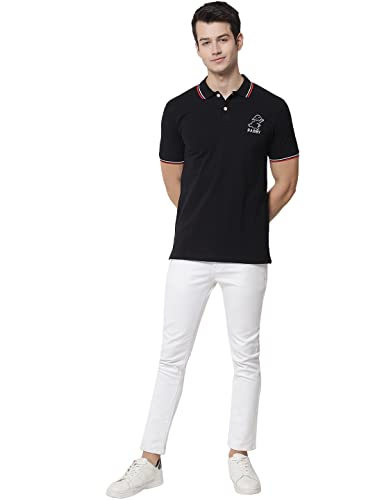 Image of RABBY Men's Cotton Regular Fit Polo T-Shirt with Contrast Rib