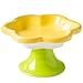 MOAIYU Ceramic Pet Bowl Flower Shape Cats Food Dish Nonslip Elevated Stand Feeding Plate for Neck Protections and Easy