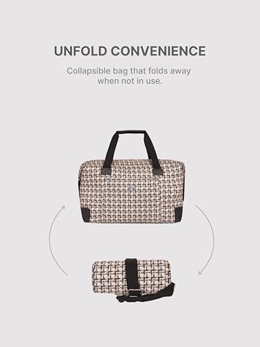Image of ZOUK Collapsible Duffle Bag for Men and Women | Lightweight Foldable Travel Duffel Bag | Vegan Leather & Handcrafted Fabric | Water-Resistant Lining | 33L Weekend & Short Trip Bag | Carter Checks