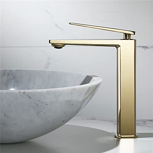 Mitigeur de robinet de salle de bain en or pour vasque à poser moderne
