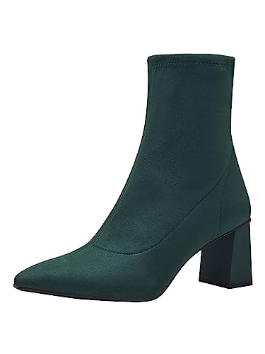 Tamaris Damen Boots mit Absatz Vegan Blockabsatz; GREEN/grün; 38...