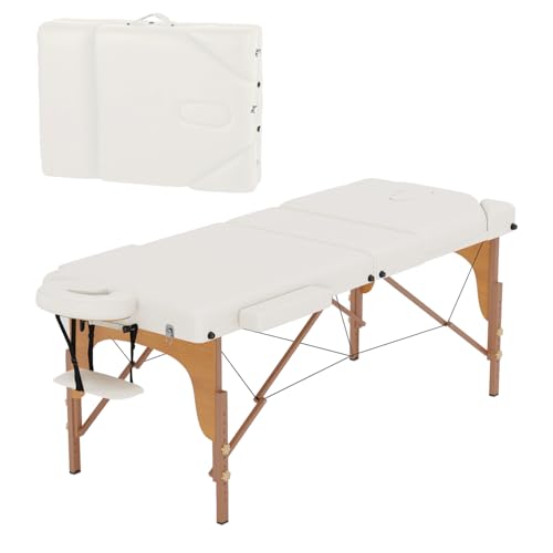BestMassage Massage Bed Portable Massage Table 77" L 28" W Lash Bed Height Adjustable 3 Folding PU Leather with Oxford Bag for Spa Footmassage Facial CareSpa Tattoo