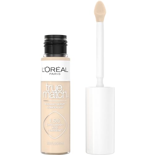 LOreal Paris True Match Radiant Serum Concealer, Brightening Under Eye Concealer Make Up with 1.5% Hyaluronic Acid and Caffeine, C2, 0.33 Oz