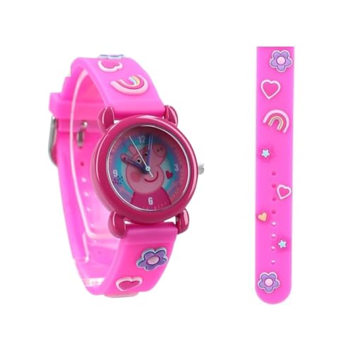 Reloj de aprendizaje Peppa Pig infantil rosa con correa para aprender la hora