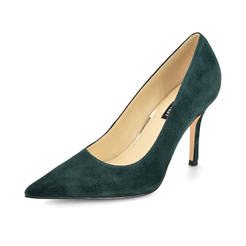 Image of Nine West Women's Gemmha Pump, Dark Green Suede 301, 12