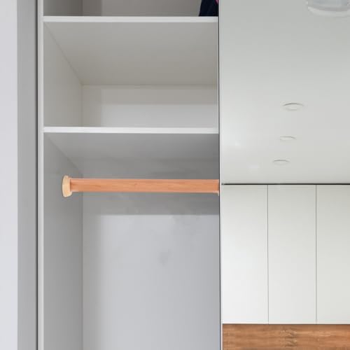 HOMOCONO Buchenholz Kleiderstange Ausziehbar FüR Schrank Mit Flanschhalterung Platzsparend Robust FüR Zuhause Hotel Und Gastgewerbe