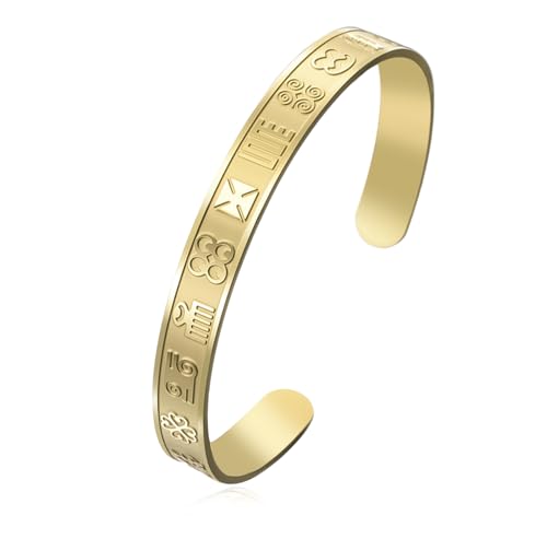 EUEAVAN African Wisdom Adinkra Symbols Bracelet Africa Map Anklet Egypt Amulet Adinkra Gye Nyame Ethnic Jewelry Country Pride Gift for Women Men (gold bangle)
