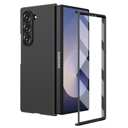 Ruky for Galaxy Z-Fold-6-Case, with Built-in Screen Protector Full Body Cover, [Not for Z Fold 5] Support Wireless Charging Hard PC Shockproof Protective Case for Samsung Galaxy Z Fold 6, Black