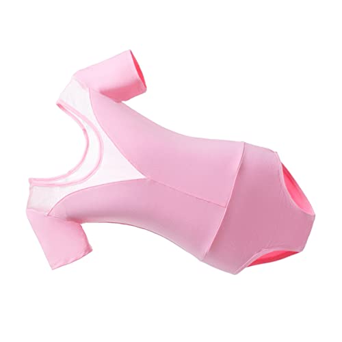 3 peças de roupa de ginástica para dança rosa collant de balé tamanho de classe U - gola U plissado