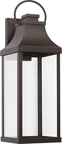Capital Lighting 946431OZ-GL Bradford Night Sky Clear Glass Rectangular Outdoor Wall Lantern, 1-Light 7 Watt, 24" H x 8" W, Oiled Bronze