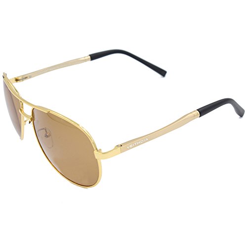 VEITHDIA 1306 New Fashion Golden UV400 Adjustable Polarized Aviator Sunglasses