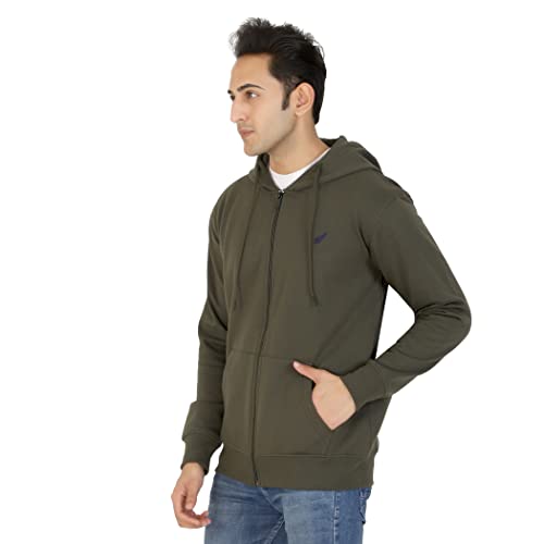 Image of D-GREEN Sweatshirt for Men Stylish Hoodie with Zipper and Full Sleeves Winter Wear