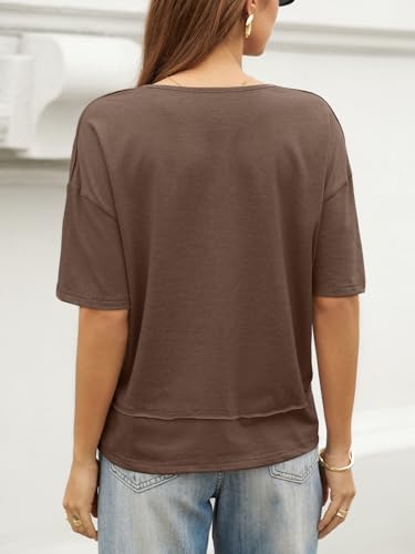 Image of UNCLECAT Womens V Neck T Shirts Summer Trendy Loose Fit Casual Tops Tees