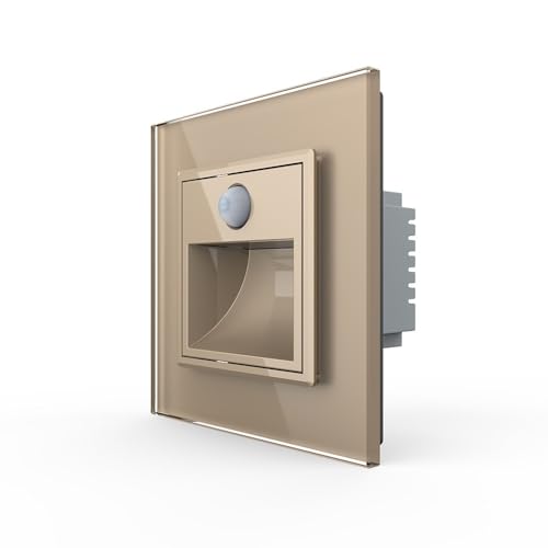 Luxus-Time LIVOLO Treppenbeleuchtung Bewegunsmelder Glasrahmen Blende Glas Treppe Treppenhaus Flur Diele Badezimmer VL-C7-TBW-13 Gold (Treppenbeleuchtung Gold VL-C7-TBW-13-SR-13)